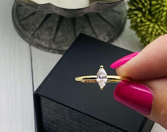 Dainty Marquise Cremation Ring: Sterling Silver Pet Ashes Jewelry