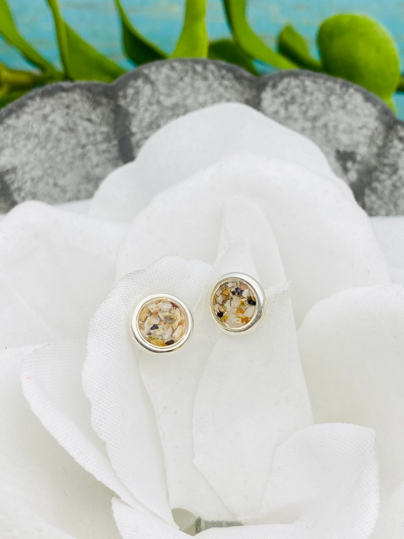 Cremation Earrings Made With Ashes, Sterling Silver Stud Earrings, Pet Ash Jewelry, Pet Memorial, Ash Urn, Cremation Jewelry, Pet Loss image 6