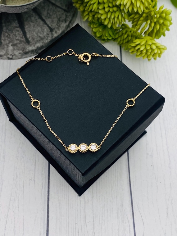 14K Gold Pet Cremation Bracelet: CZ Stone Memorial Jewelry