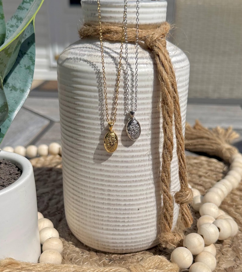 Forget-Me-Not Flower Urn Necklace, Dainty Pendant For Ashes, Gold Locket For Cremains, Silver Memorial Jewelry, Pet Loss, Loved One's Ashes image 14