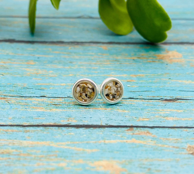 Cremation Earrings Made With Ashes, Sterling Silver Stud Earrings, Pet Ash Jewelry, Pet Memorial, Ash Urn, Cremation Jewelry, Pet Loss image 1