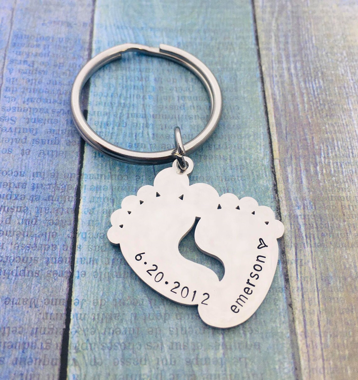 Personalized New Baby Keychain Hand Stamped Custom Baby Gift Etsy