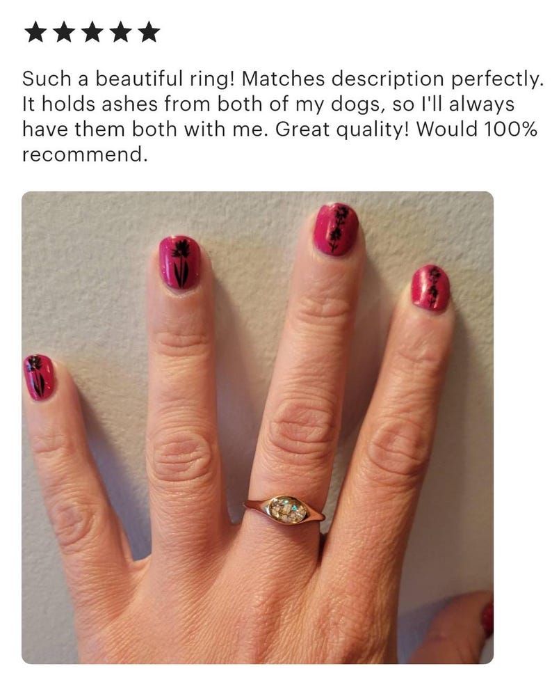 SALE! Oval Rose Gold Color Plated Stainless Steel Cremation Ring, Urn Ring With Ash, Memorial Jewelry, Ring With Cremains, Keepsake Jewelry image 1