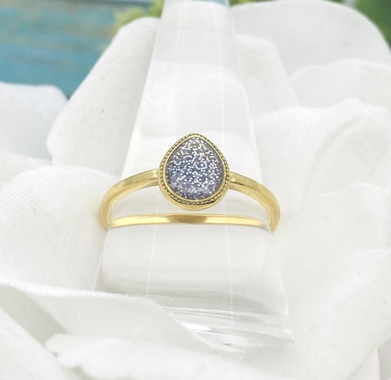 Gold Ashes Ring, Cremation Ring, Locket Ring, Memorial Jewelry, Pet Loss, Pear Shape Urn Ring For Cremains, Teardrop