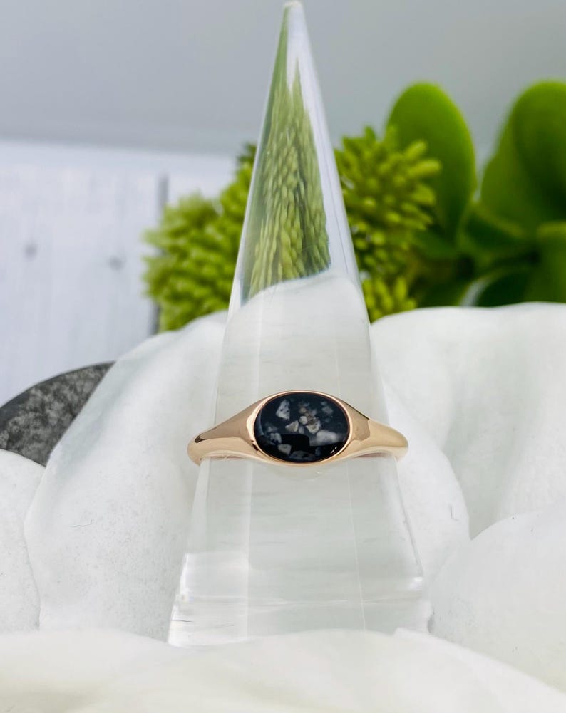 SALE! Oval Rose Gold Color Plated Stainless Steel Cremation Ring, Urn Ring With Ash, Memorial Jewelry, Ring With Cremains, Keepsake Jewelry image 3