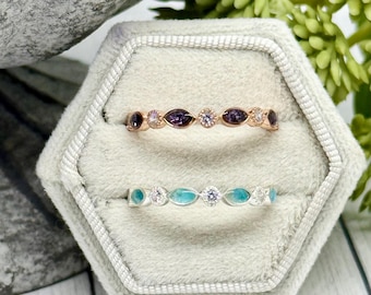 Cremation Ring, Dainty Ashes Ring, Silver Memorial Ring Band, Custom Cremains Jewelry, Bereavement Gift, Pet Ashes, Pet Loss, Half Band Ring
