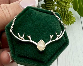 Cremation Necklace, Deer Antler Pendant With Ashes, Cremains Jewelry, Stag Necklace With Ashes, Pet Loss, Loved Ones, Teardrop Shape