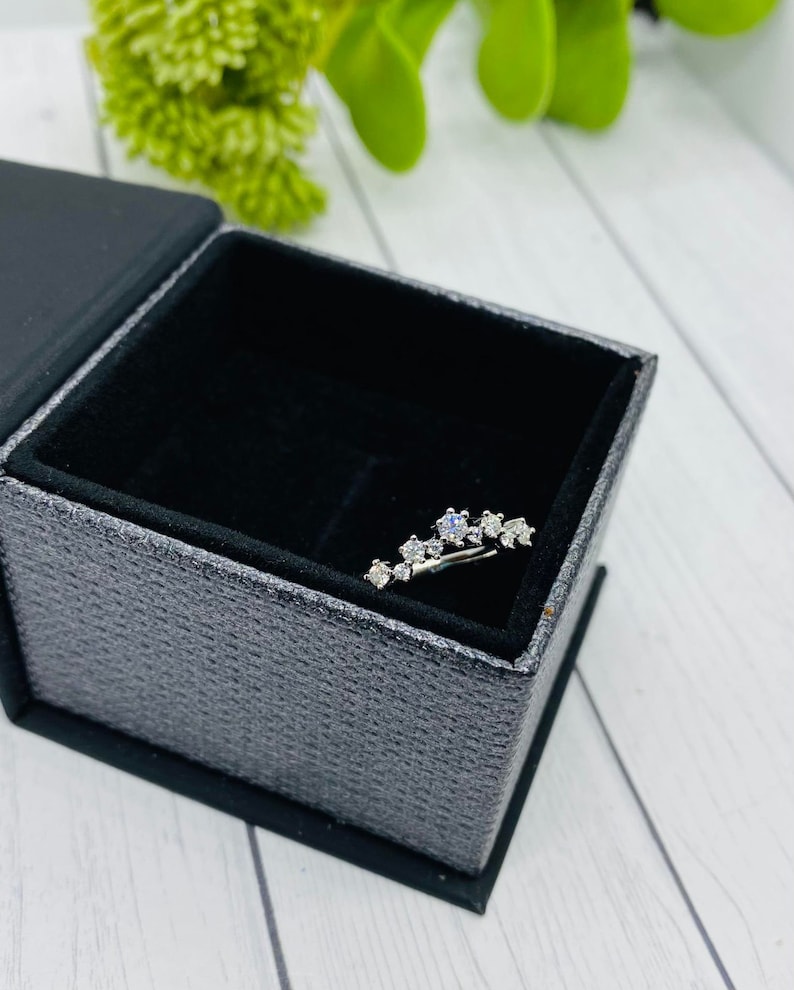 Cremation Ring With Ashes, Moissanite Cluster Ring, Memorial Jewelry With Cremains, Solid Gold, Rose Gold, Sterling Silver, Pet Ash Ring image 8