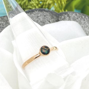 Dainty 4mm Round Rose Gold Color Plated Stainless Steel Cremation Stackable Ring, Urn Ring With Ashes, Memorial Jewelry, Stacking Ring