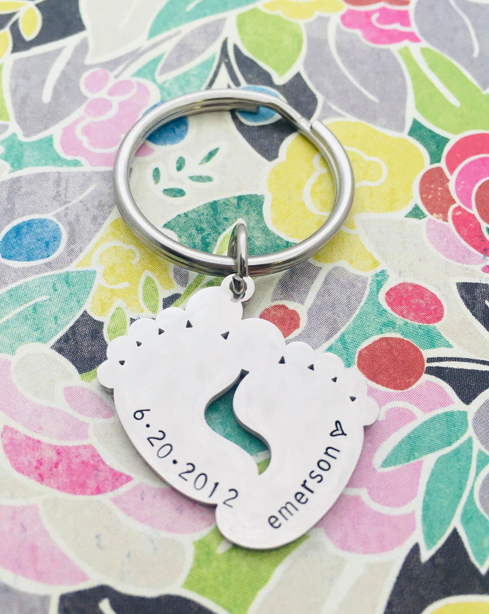 Personalized New Baby Keychain Hand Stamped Custom Baby Gift Etsy