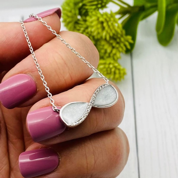 Infinity Cremation Necklace, Memorial Pendant With Ashes, Pet Loss Jewelry, Sterling Silver Cremains Necklace