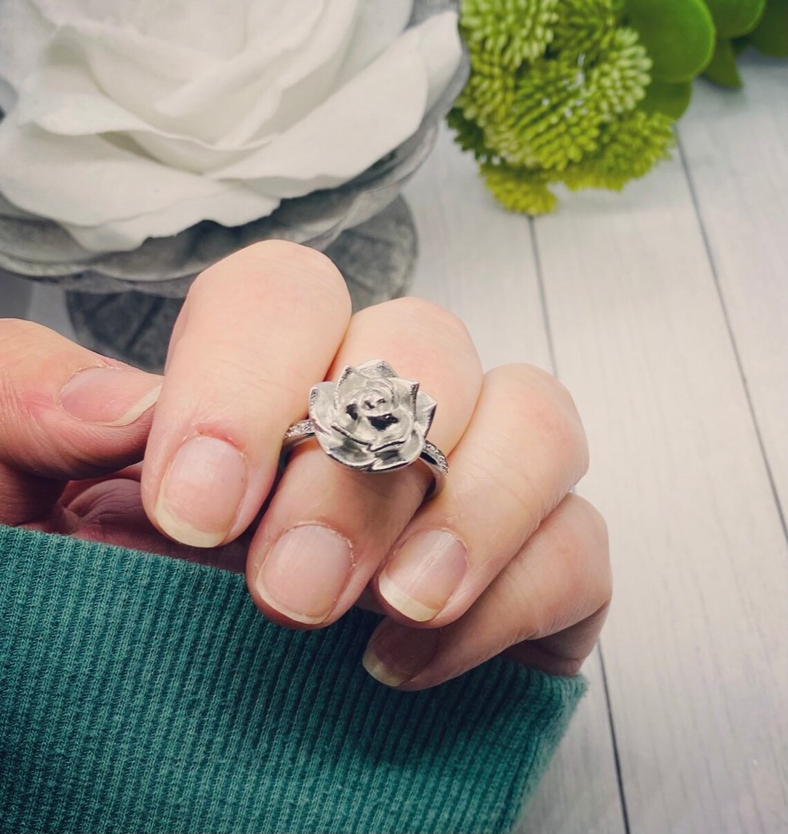 Silver Rose Urn Ring Cremation Ring Flower Urn Locket for Etsy