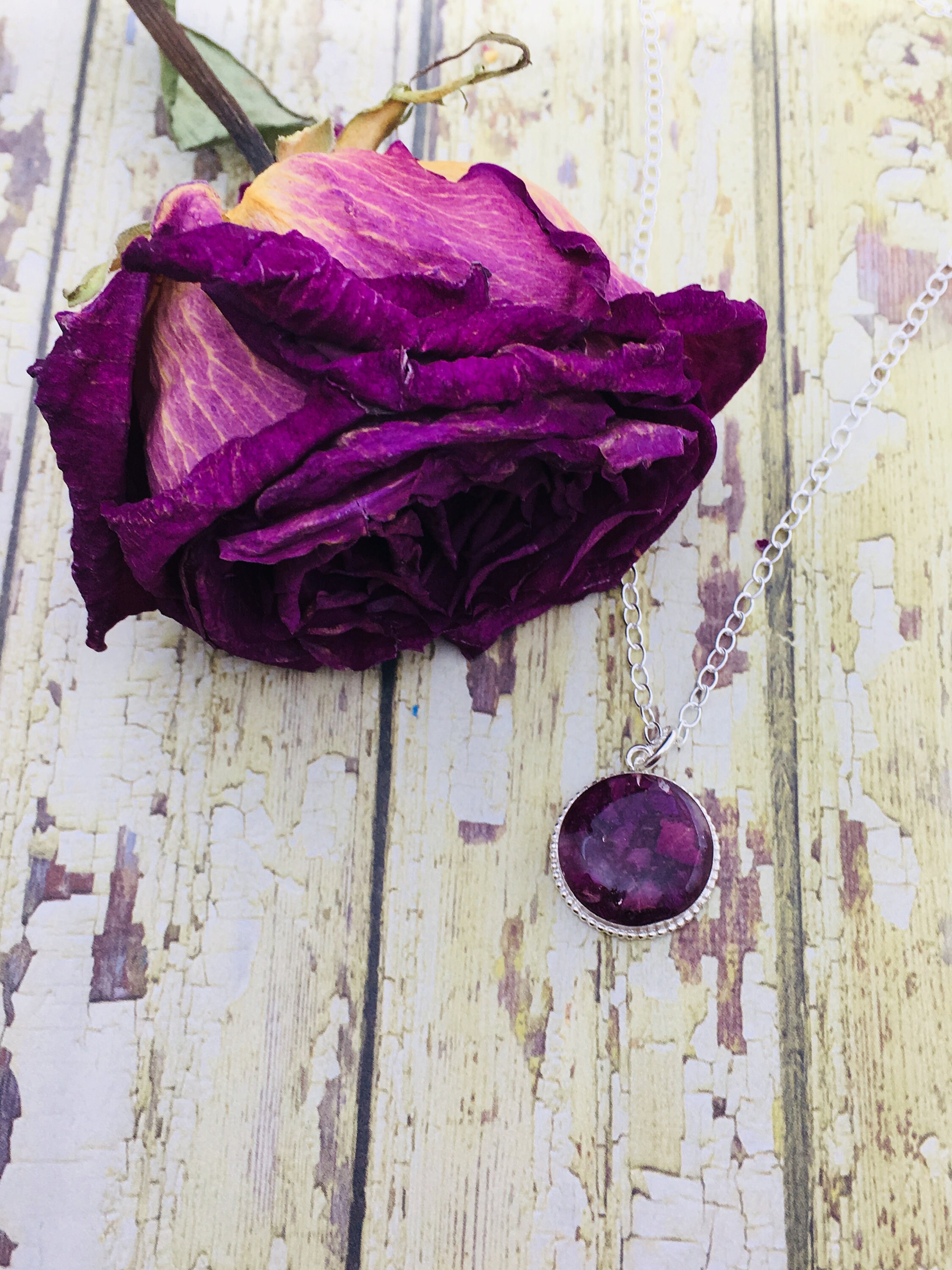 15mm Dried Funeral Flower Necklace Wedding Flower Jewelry Etsy