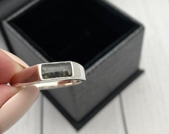 Men's Cremation Ring, Unisex Ashes Ring, 4x8mm Channel Ring For Cremains, Memorial Ring, Gift For Him, Pet Ashes Ring, Pet Loss