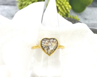 Gold/Rose Gold Color Plated Stainless Heart Cremation Ring, Heart Urn Ring, Memorial Jewelry, Pet Loss Keepsake Ring, Silver Heart Ash Ring
