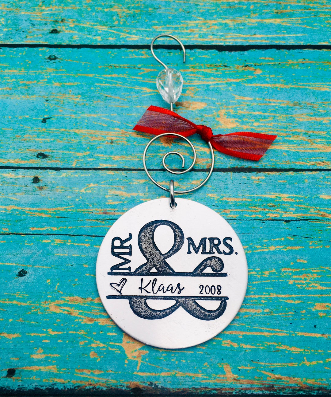 Personalized Wedding Ornament, Bride Groom Gift, Christmas Ornament