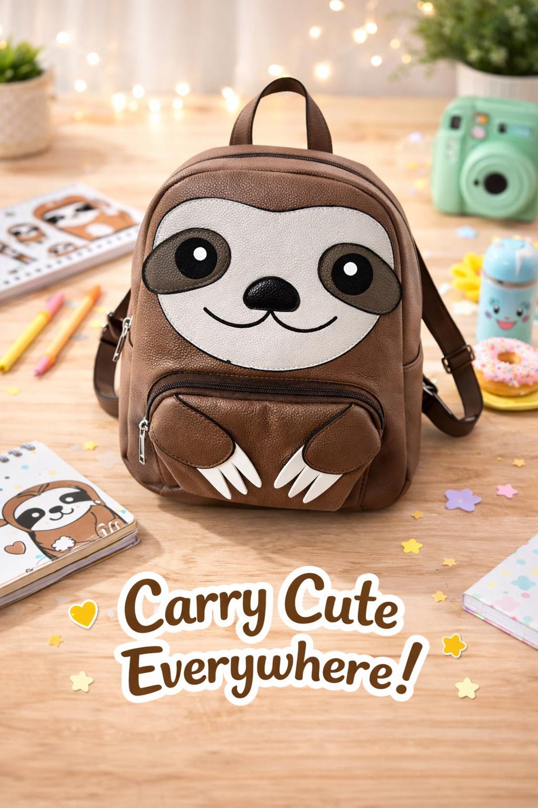 Sloth Preppy Backpack Mini Sloth Backpack Made With Vinyl Material - Etsy