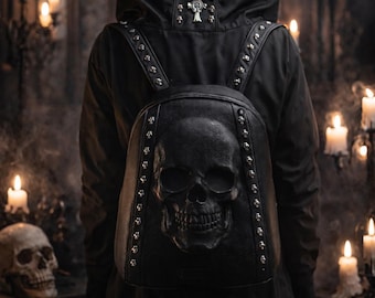 Skull Backpack With Hoodie In Vinyl And Polyester with Vest strap