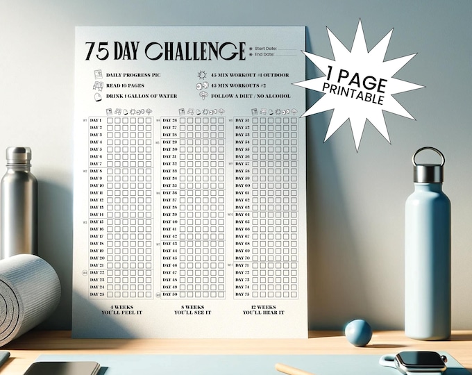 75 Days Challenge Printable - Etsy