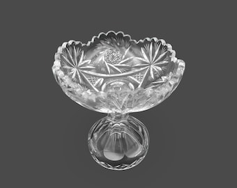 Kryształowa misa na nóżce w stylu vintage | Dekoracyjna kryształowa misa | 27 cm | Elegancki szklany element centralny