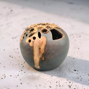 Ikebana Vase Studio Ceramic Signed | Brutalist Design Object 10 cm Vintage