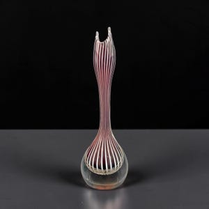 Elegante Zebra Glasvase | Vicke Lindstrand | Kosta Boda Schweden | Mid Century Art Glass