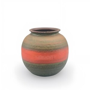 Studio Keramik Vase 1960er Vintage Kunstkeramik orange | Retro Blumenvase |Mid Century Deko