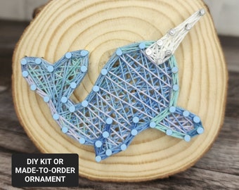 DIY Kit or MTO Narwhal String Art Ornament