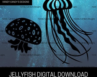 Jellyfish Digital Download SVG PNG JPEG Clipart  For Cricut