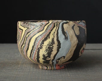 Nerikomi rainbow chawan, Agateware tea bowl