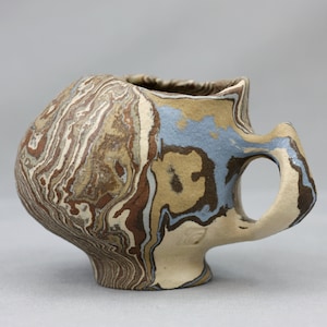 Rainbow agateware cup, Stoneware coffee mug,  Nerikomi mug