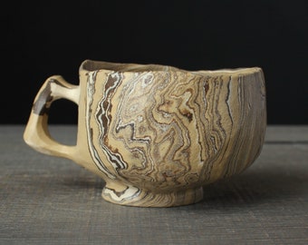 Agateware coffee cup, Beige nerikomi coffee mug