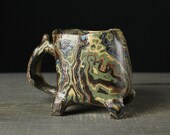 Rectangular coffee cup, Nerikomi coffee mug