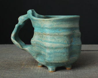 Light blue wabi sabi mug, Blue coffee mug