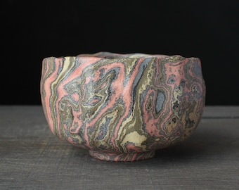 Rainbow tea bowl, Nerikomi chawan