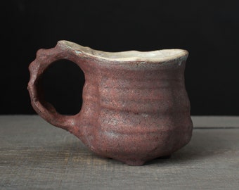 Copper red mug, Wood fired raku mug