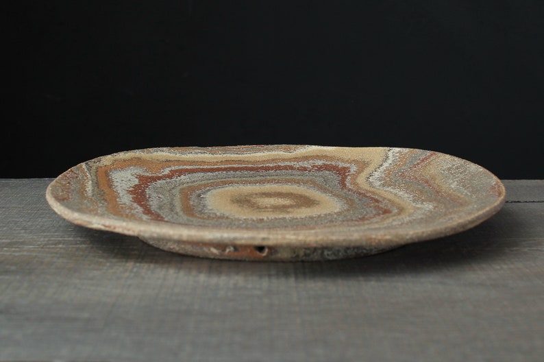 Rainbow agateware plate, Stoneware nerikomi dish image 6