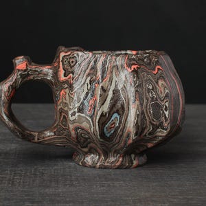 Faceted agateware mug, Rainbow nerikomi mug