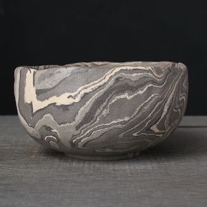 Gray nerikomi bowl, Mokume gane ramen bowl image 6