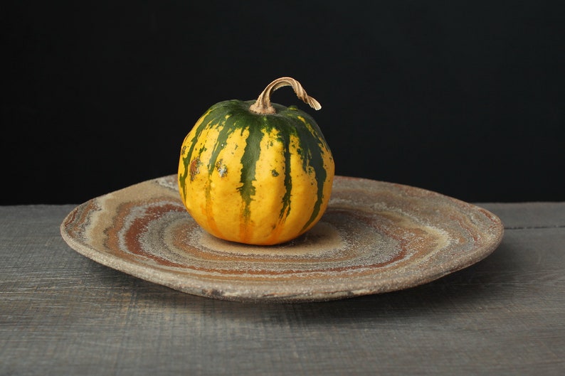 Rainbow agateware plate, Stoneware nerikomi dish image 2