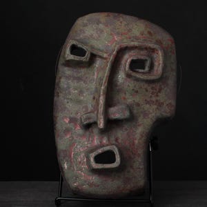 Wood fired mask, Green raku mask