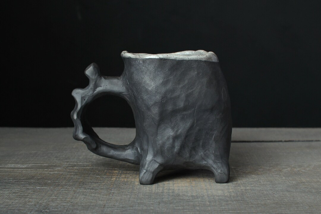 Black Raku Mug Wood Fired Raku Mug Collectible Mug Etsy