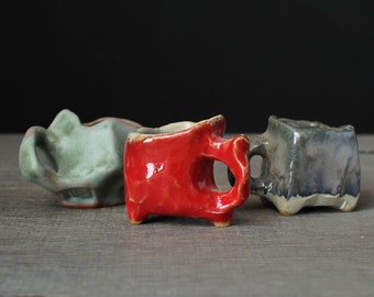 Three sake cups, Small stoneware cups