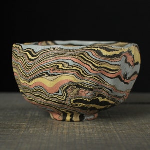 Faceted tea bowl, Nerikomi chawan image 4