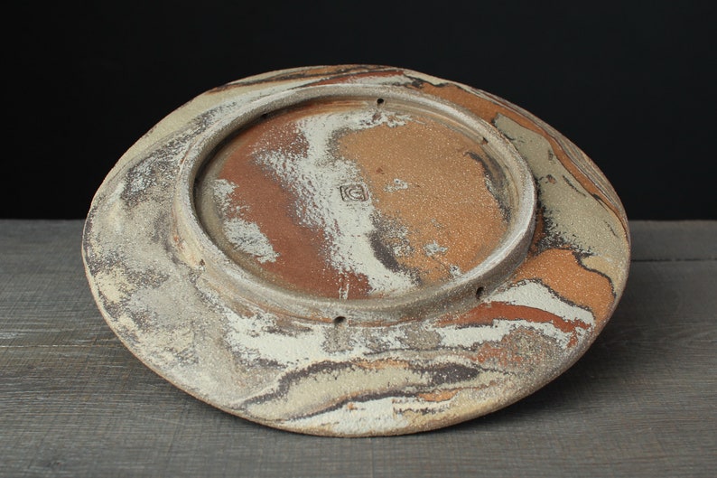 Rainbow agateware plate, Stoneware nerikomi dish image 10