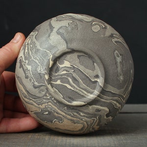 Gray nerikomi bowl, Mokume gane ramen bowl image 8