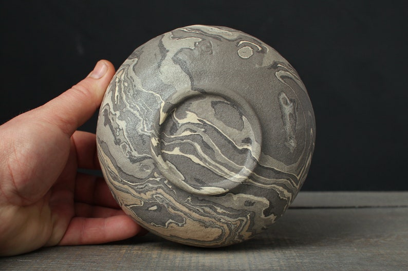 Gray nerikomi bowl, Mokume gane ramen bowl image 8