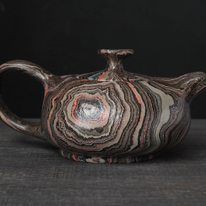 Teiera in agata nera, teiera nerikomi fatta a mano