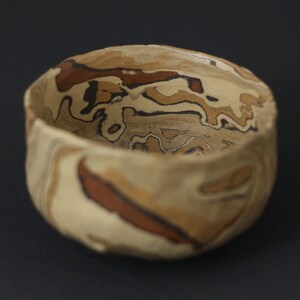 Wabi sabi tea bowl, Beige agateware chawan image 10