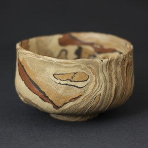 Wabi sabi tea bowl, Beige agateware chawan image 6